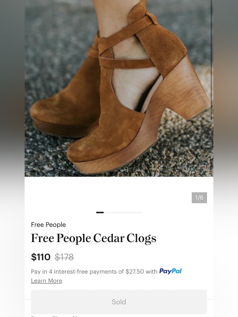 Free People Cedar Clogs Leather Wooden Platform Ankle Boots Womens 36 Tan Brown - Picture 11 of 12